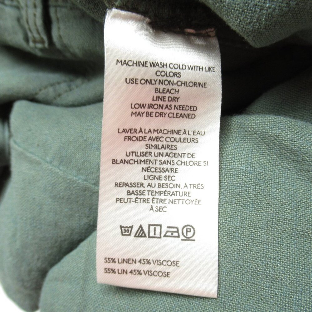 Anthropologie Pilcro Slim Linen Beach Cargo Pants Green M - Picture 9 of 11